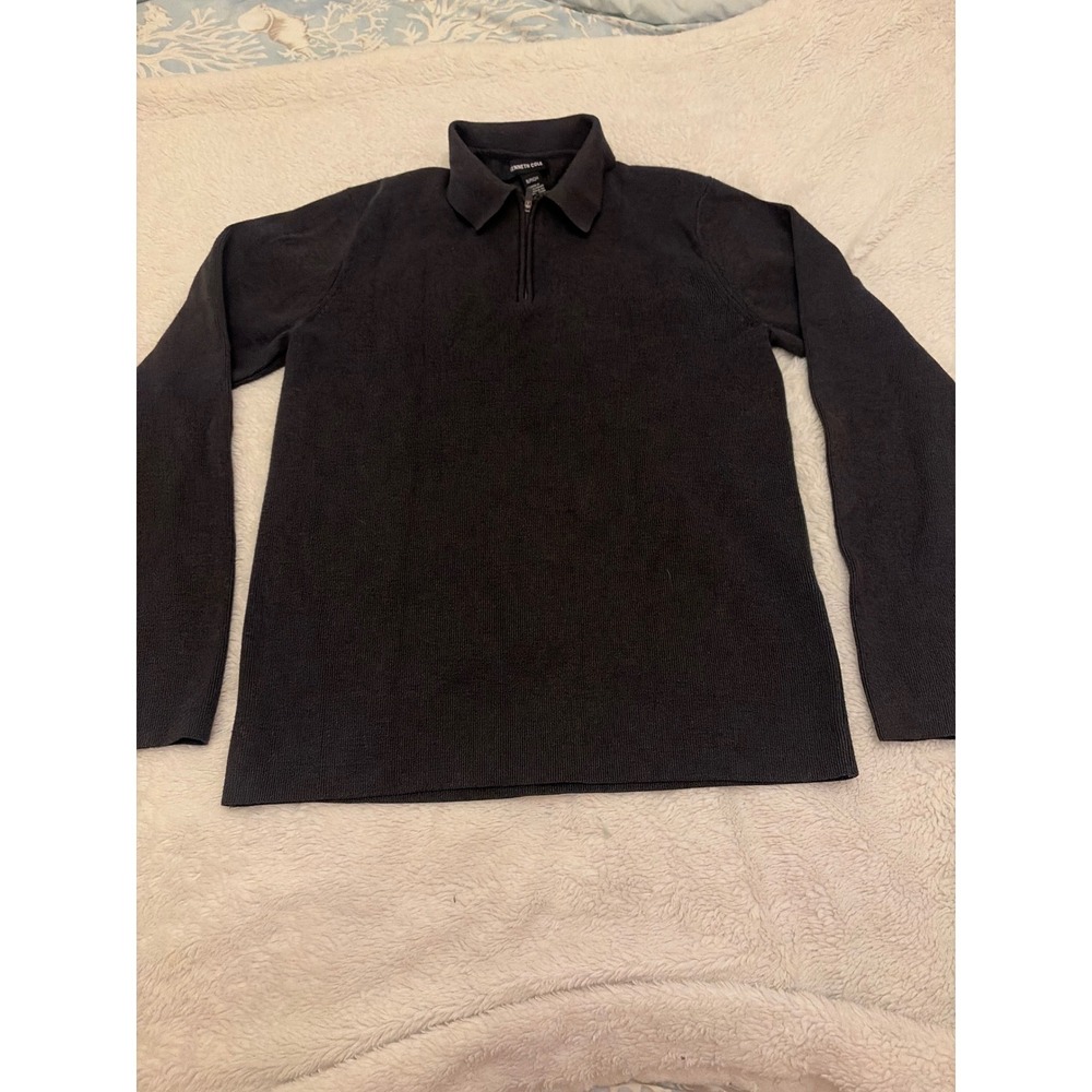 Soft comfy preppy Kenneth Cole Mens Quarter Zip Sweater Gray Pullover Small